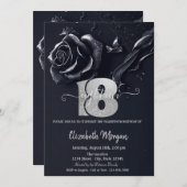 Invitation Bleu foncé Rose gothique 18e anniversaire (Devant / Derrière)