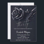 Invitation Bleu foncé Rose gothique 30e anniversaire<br><div class="desc">Elégant rose foncé sur un arrière - plan bleu foncé.</div>