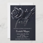 Invitation Bleu foncé Rose gothique 40e anniversaire (Devant)