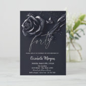 Invitation Bleu foncé Rose gothique 40e anniversaire (Debout devant)