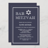 Invitation Bleu foncé simple et blanc Barreau Mitzvah (Devant / Derrière)