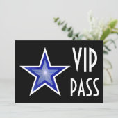 Invitation Bleu foncé Star 'VIP PASS' noir horizontal (Debout devant)