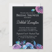 Invitation Bleu foncé violet crépuscule Fête des mariées flor (Devant)