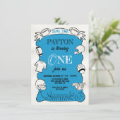 Invitation Bleu Football 1ère Main dessinée Anniversaire (Debout devant)