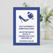 Invitation Bleu Football Mariage Enregistrer La Date Faire-pa (Debout devant)