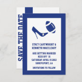 Invitation Bleu Football Mariage Enregistrer La Date Faire-pa (Devant / Derrière)