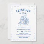 Invitation Bleu Fraîchement Hors Fête des mariées Du Jardin D (Devant)