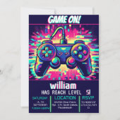 Invitation bleu garçon cool enfants niveau de jeu jusqu'à 5e  (Devant)