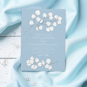 Invitation Bleu gelé Mariage d'Eucalyptus