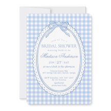 Bleu Gingham Coquette Nœud Robe de Mariée Cadeau