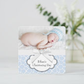 Invitation Bleu Giraffe Christening (Debout devant)