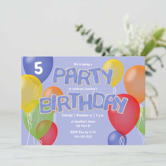 Invitation bleu glaçage coupures lettres biscuits garçon anni (Debout devant)