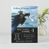 Invitation Bleu glace Dragon de neige Assistant Rider Anniver (Debout devant)