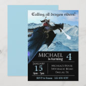 Invitation Bleu glace Dragon de neige Assistant Rider Anniver (Devant / Derrière)