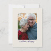 Invitation Bleu glacé et marine Floral Anniversaire (Dos)