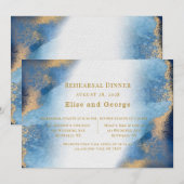 Invitation Bleu Gold Beach Agate Dîner de répétition géométri (Devant / Derrière)