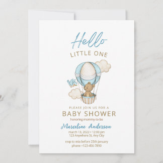 Invitation Bleu Gold Cute Baby Boy Douche