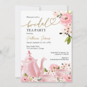 Invitation Bleu Gold Floral Fête des mariées Tea Party (Devant)