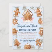 Invitation Bleu Gold Gingerbread Maison de décoration (Devant)