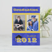 Invitation Bleu Gold Jacquard Graduation SCROLL DOWN pour 201 (Debout devant)
