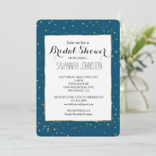 Invitation Bleu Gold Stars douche nuptiale