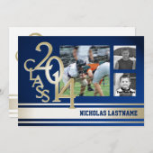 Invitation Bleu Gold Varsity Tri Photo 2014 (Devant / Derrière)