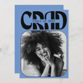 Invitation Bleu gothique moderne typographie Graduation 2022  (Devant / Derrière)