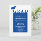 Invitation Bleu Grad Moderne Minimaliste Graduation (Debout devant)