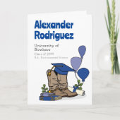 Invitation Bleu Graduation Cap Cowboy Boot Arrangement (Devant)