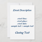 Invitation Bleu gravitationnel (Dos)