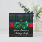 INVITATION BLEU GREEN BOWS, COTTISH TARTAN CHRISTMAS PARTI (Debout devant)
