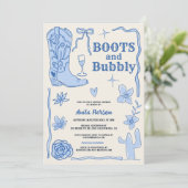 Invitation Bleu gribouillis bottes bulle nuptiale douche (Debout devant)