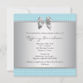 Invitation Bleu gris argent blanc garçon douche (Dos)