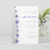 Invitation Bleu, gris argenté flocons mariage douche nuptiale (Debout devant)