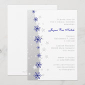 Invitation Bleu, gris argenté flocons mariage douche nuptiale (Devant / Derrière)