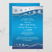 Invitation Bleu, gris argenté flocons mariage douche nuptiale (Devant / Derrière)