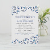 Invitation Bleu gris balle de soccer fête de la vie (Debout devant)