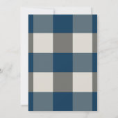 Invitation Bleu Gris Blanc Buffalo Check Mariage (Dos)