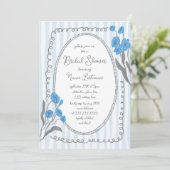 Invitation Bleu Gris Whimsical Main Peint Fête des mariées (Debout devant)