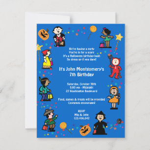 Invitation Bleu Halloween Anniversaire Costume Fête Invitatio