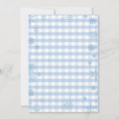 Invitation Bleu Hiver Vêtements Baby shower Neige (Dos)