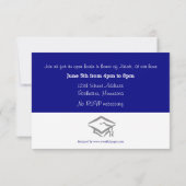Invitation Bleu horizontal avec photo-3x5Faire-part de gradua (Dos)