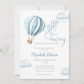 Invitation Bleu Hot Air Balloon Garçon tout en un Baby shower (Devant)