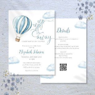 Invitation Bleu Hot Air Balloon Garçon tout en un Baby shower