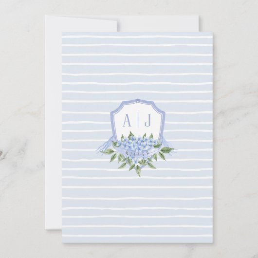 Invitation Bleu Hydrangea Bordure inférieure, Mariage de crêt (Dos)