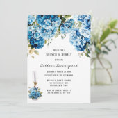 Invitation Bleu Hydrangea Butterfly Floral Brunch & Bubbly (Debout devant)