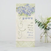Invitation Bleu Hydrangea Floral Tourbillon Damassé de Style (Debout devant)