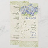 Invitation Bleu Hydrangea Floral Tourbillon Damassé de Style (Devant / Derrière)