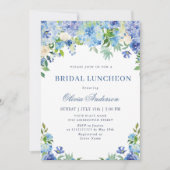 Invitation Bleu Hydrangea Verdure Aquarelle Bridal Déjeuner (Devant)