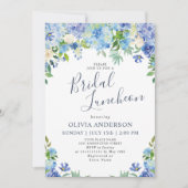 Invitation Bleu Hydrangea Verdure Aquarelle Bridal Déjeuner (Devant)